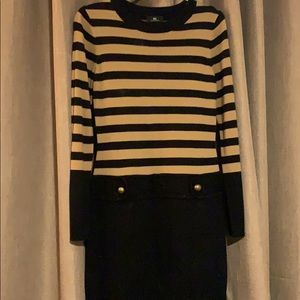 Black&Tan striped Sweater Dress
